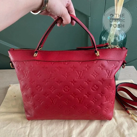 ❌SOLD❌ Louis Vuitton Bastille PM Empreinte Cerise Red Leather Tote Bag DU2184 - Picture 4 of 14